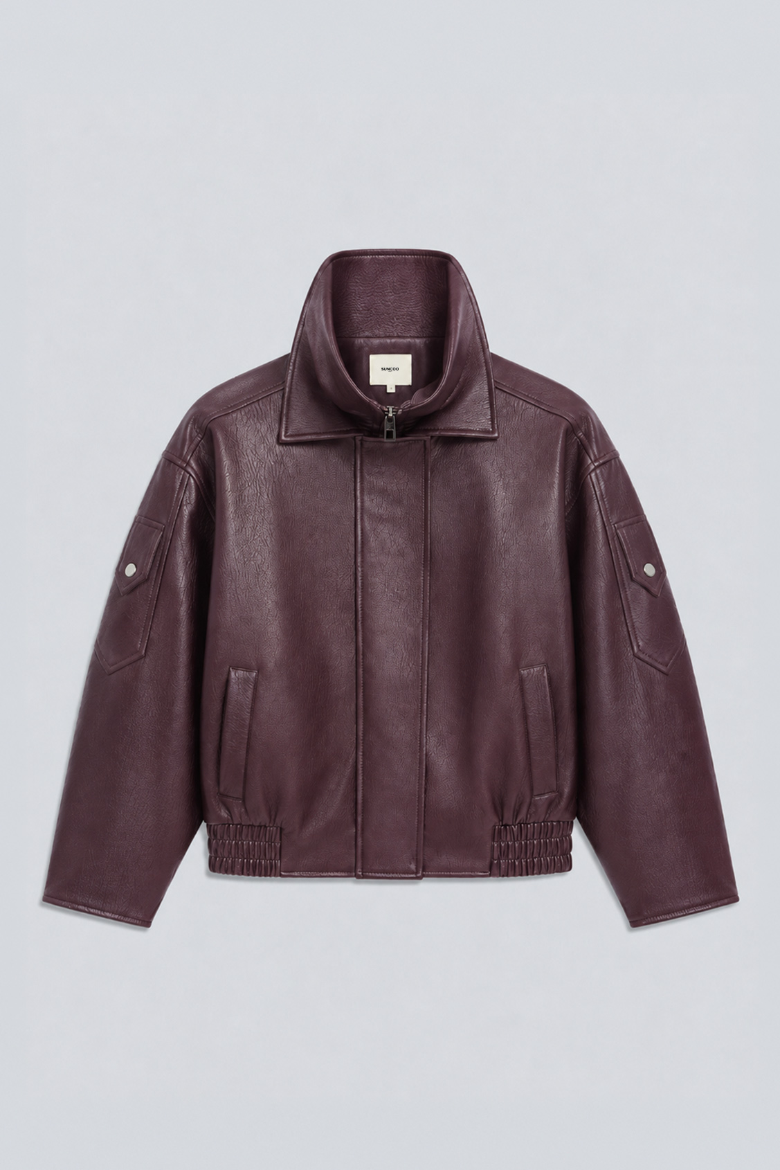 EARLY Oversized plum faux leather coat Plum