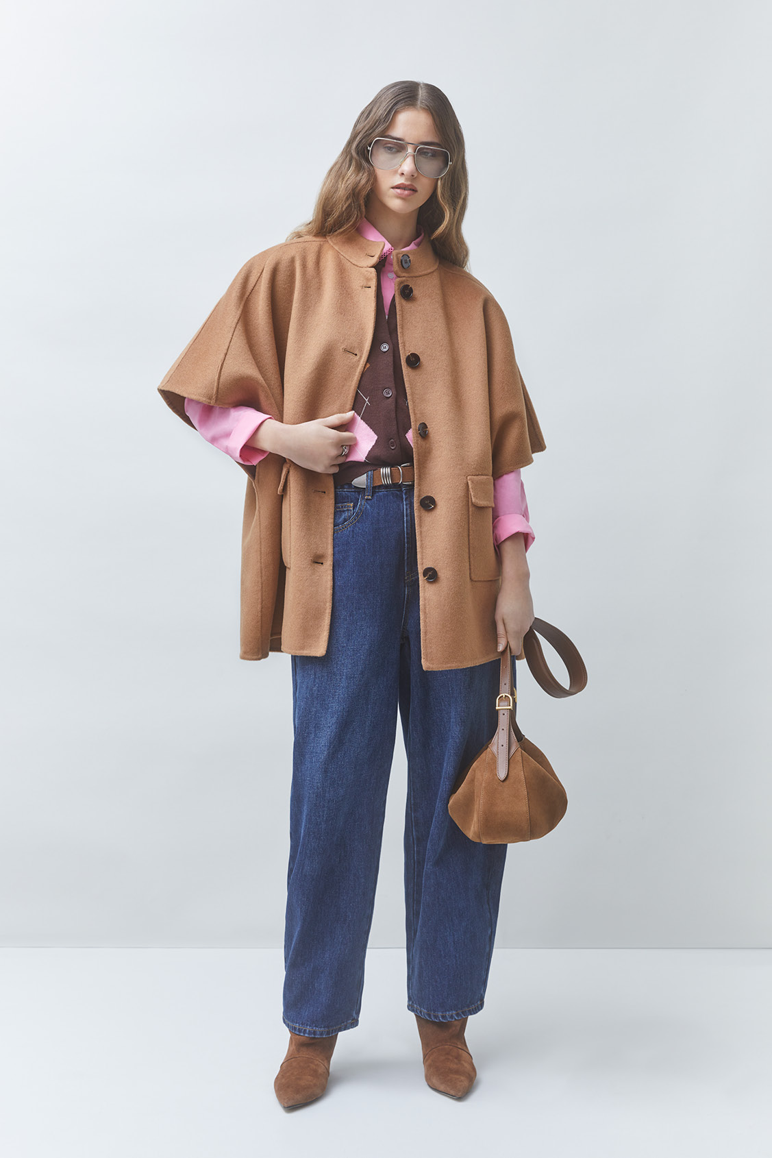 EZRA Short-sleeved wool coat CAMEL