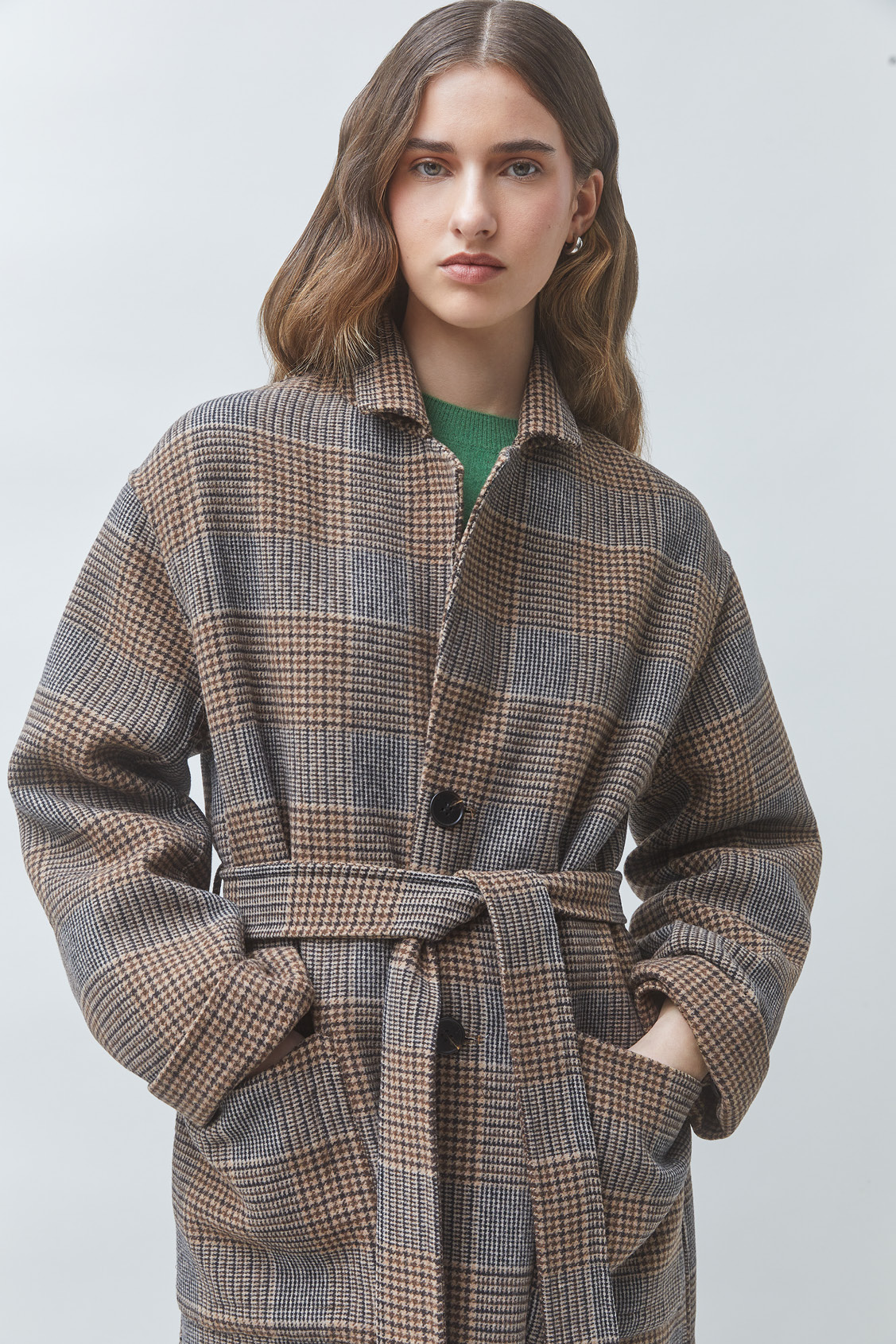 ENJOY Long reversible wool coat Chocolate