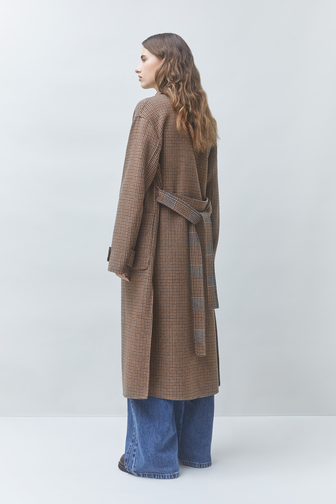 ENJOY Long reversible wool coat Chocolate