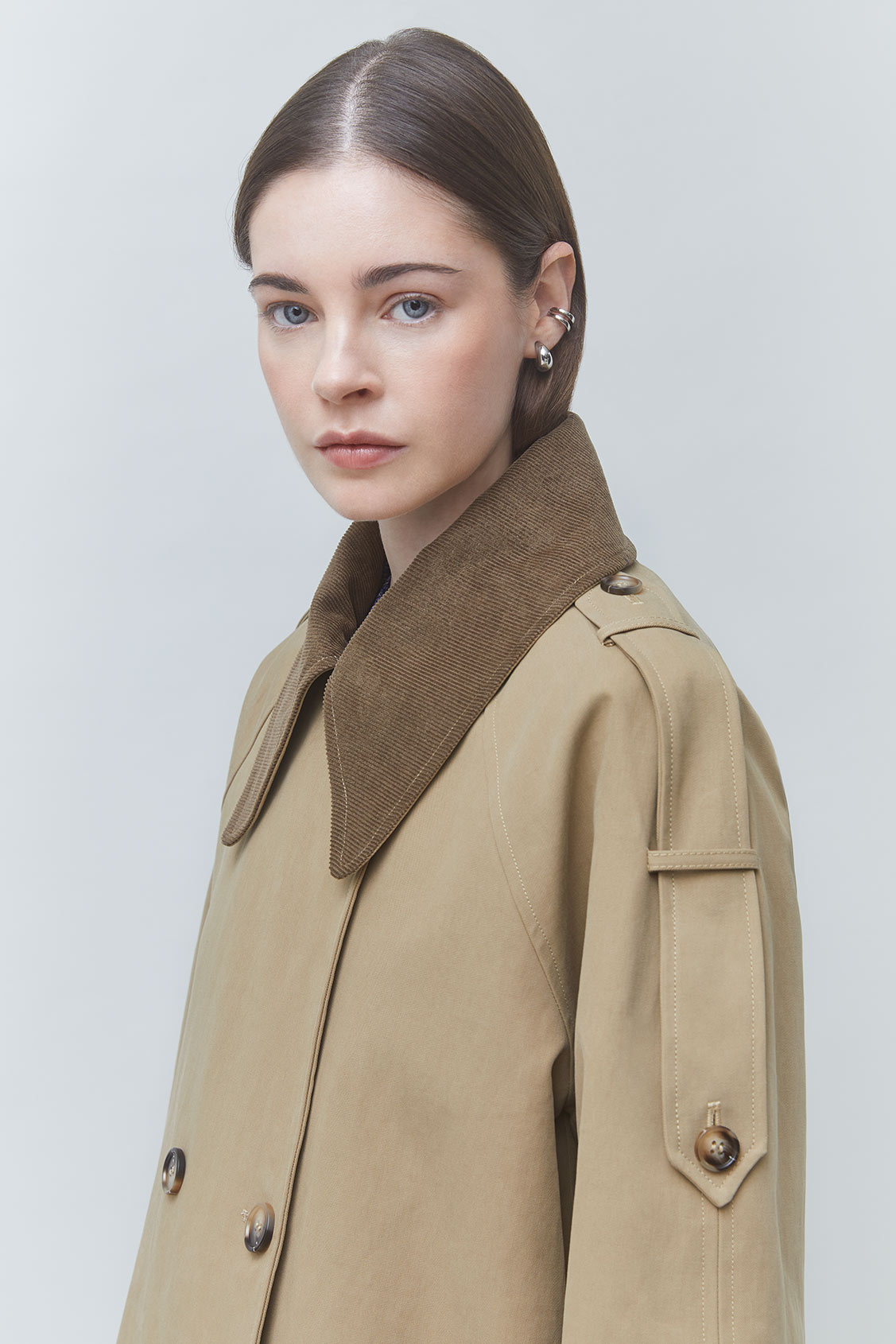 EDEN Lined checked trench coat CAMEL