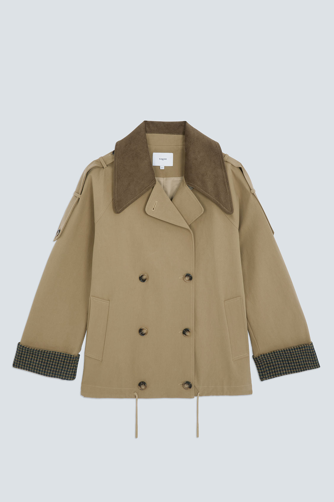 EDEN Lined checked trench coat CAMEL