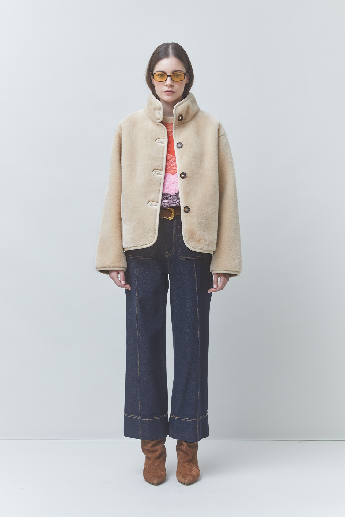 ELITE Beige faux fur coat BEIGE