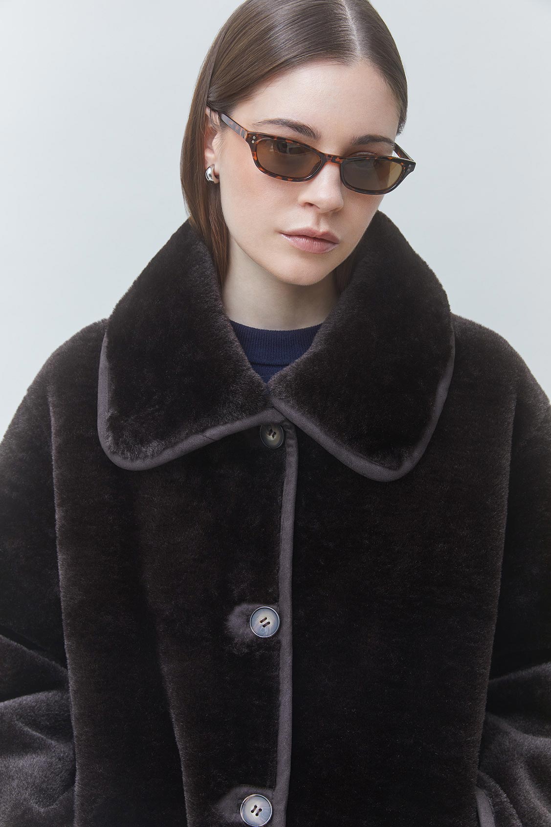 EASTER Choco faux fur coat Chocolate