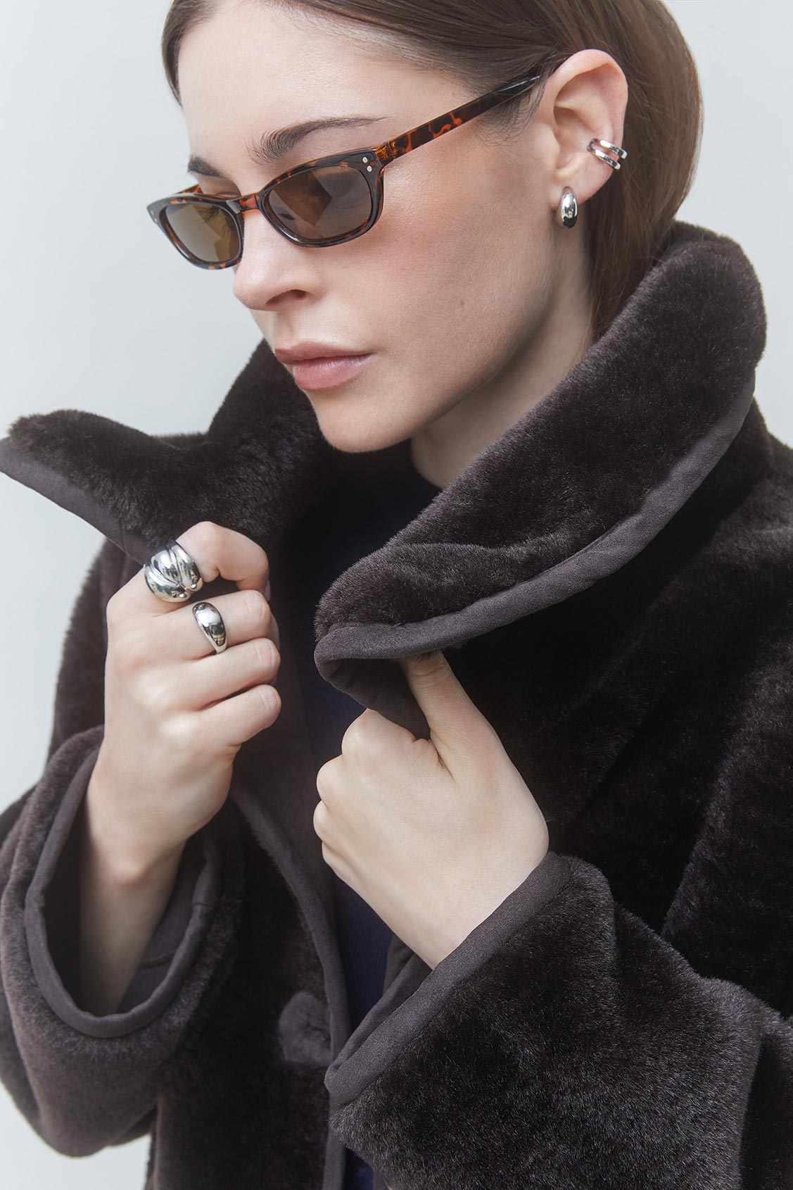 EASTER Choco faux fur coat Chocolate