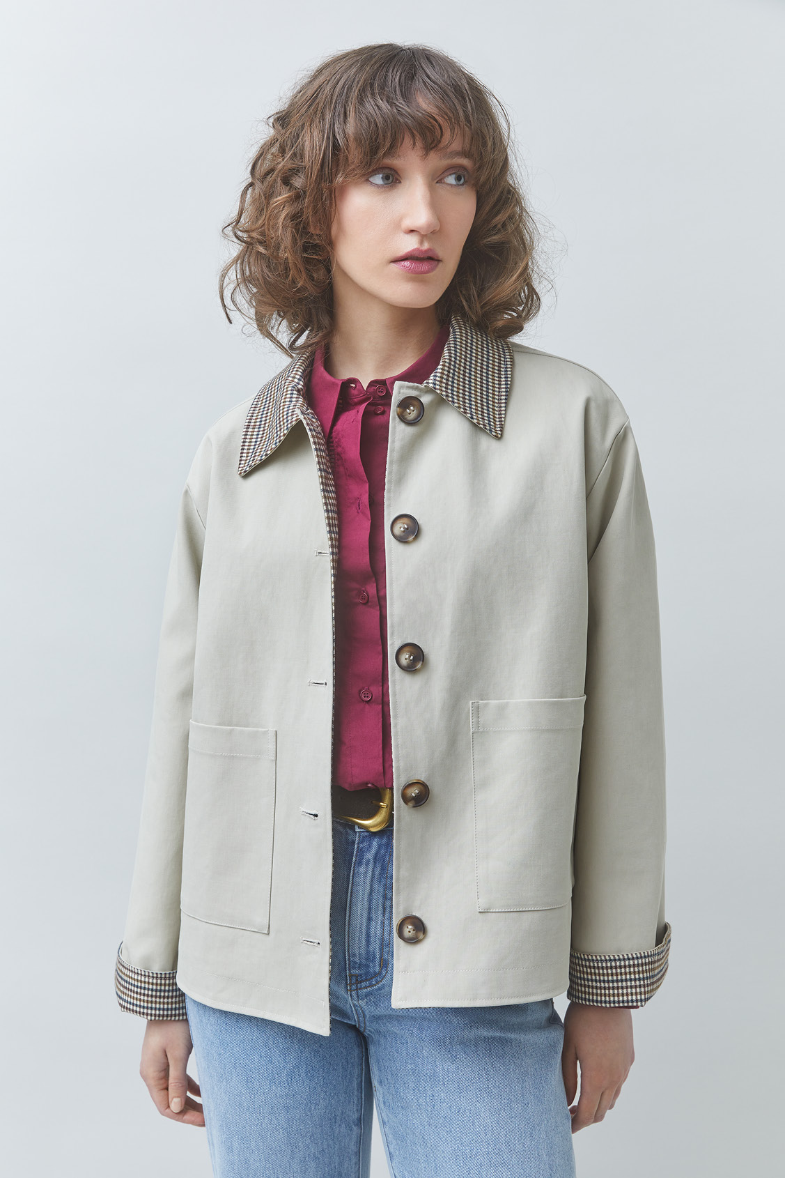 ENVY Reversible short coat GREIGE