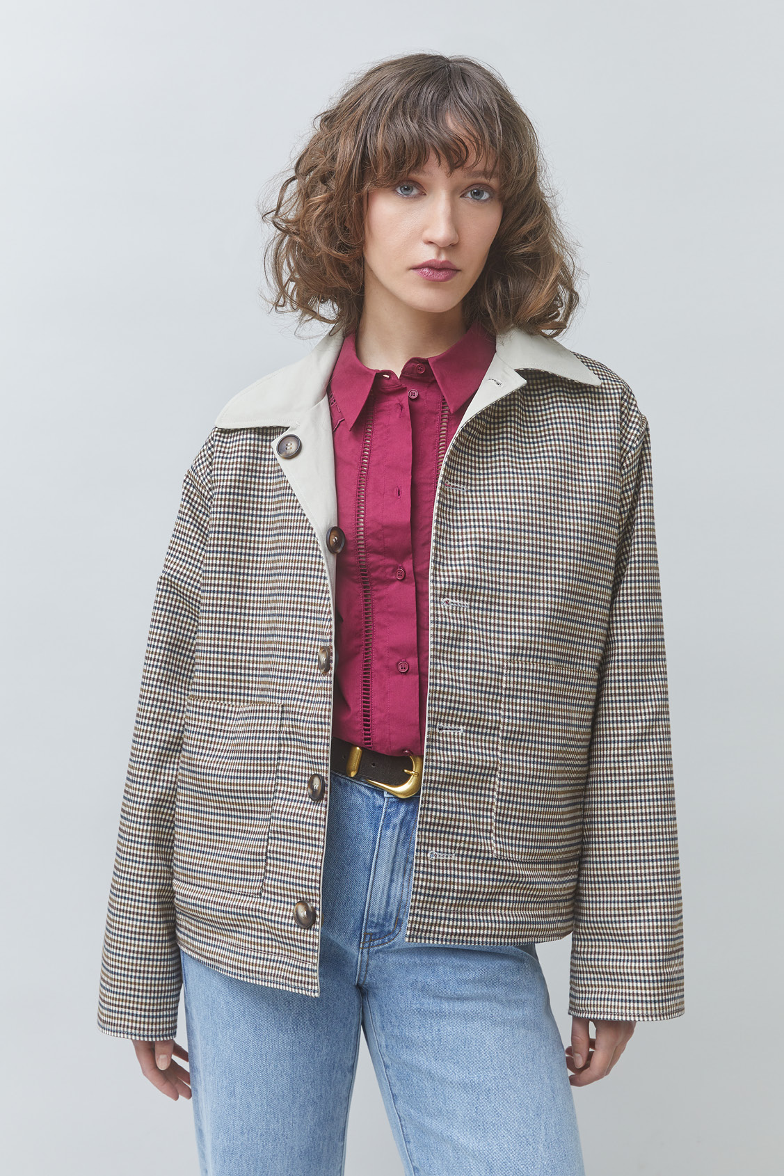 ENVY Reversible short coat GREIGE