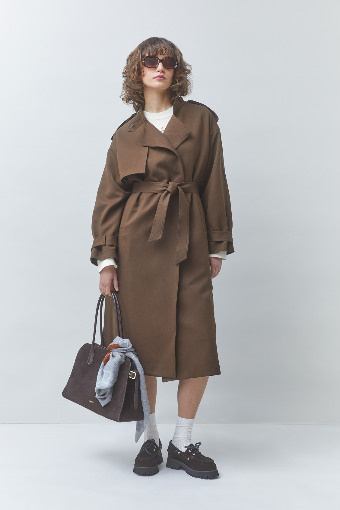 EPIC Long coat with a belt Chocolate
