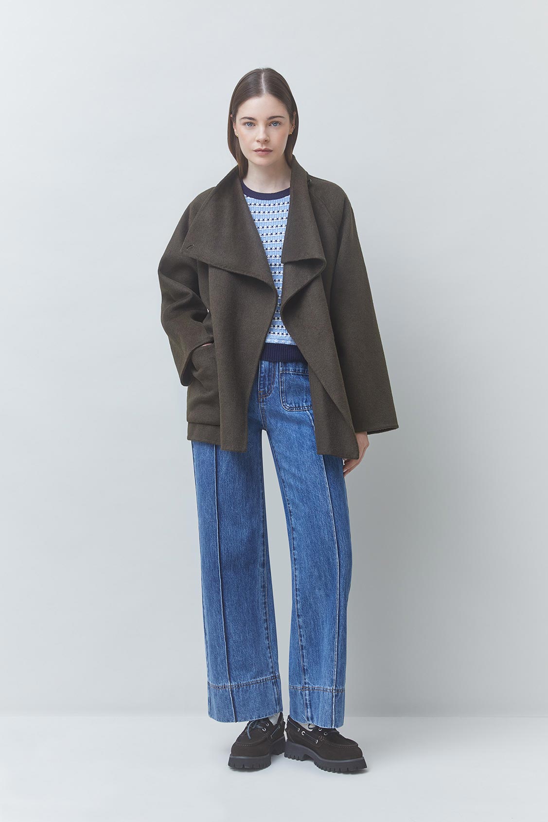 ELVIS Belted woollen coat Khaki
