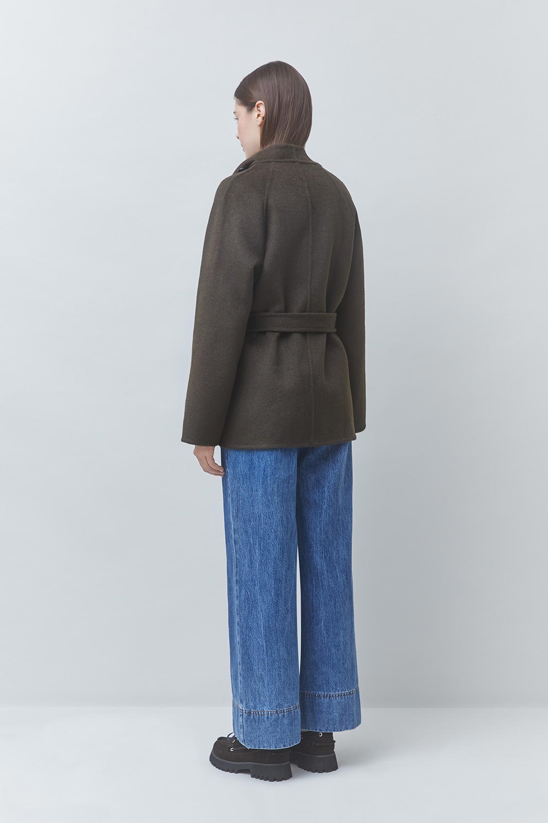 ELVIS Belted woollen coat Khaki