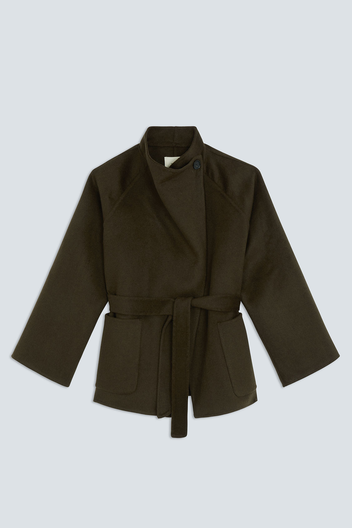 ELVIS Belted woollen coat Khaki
