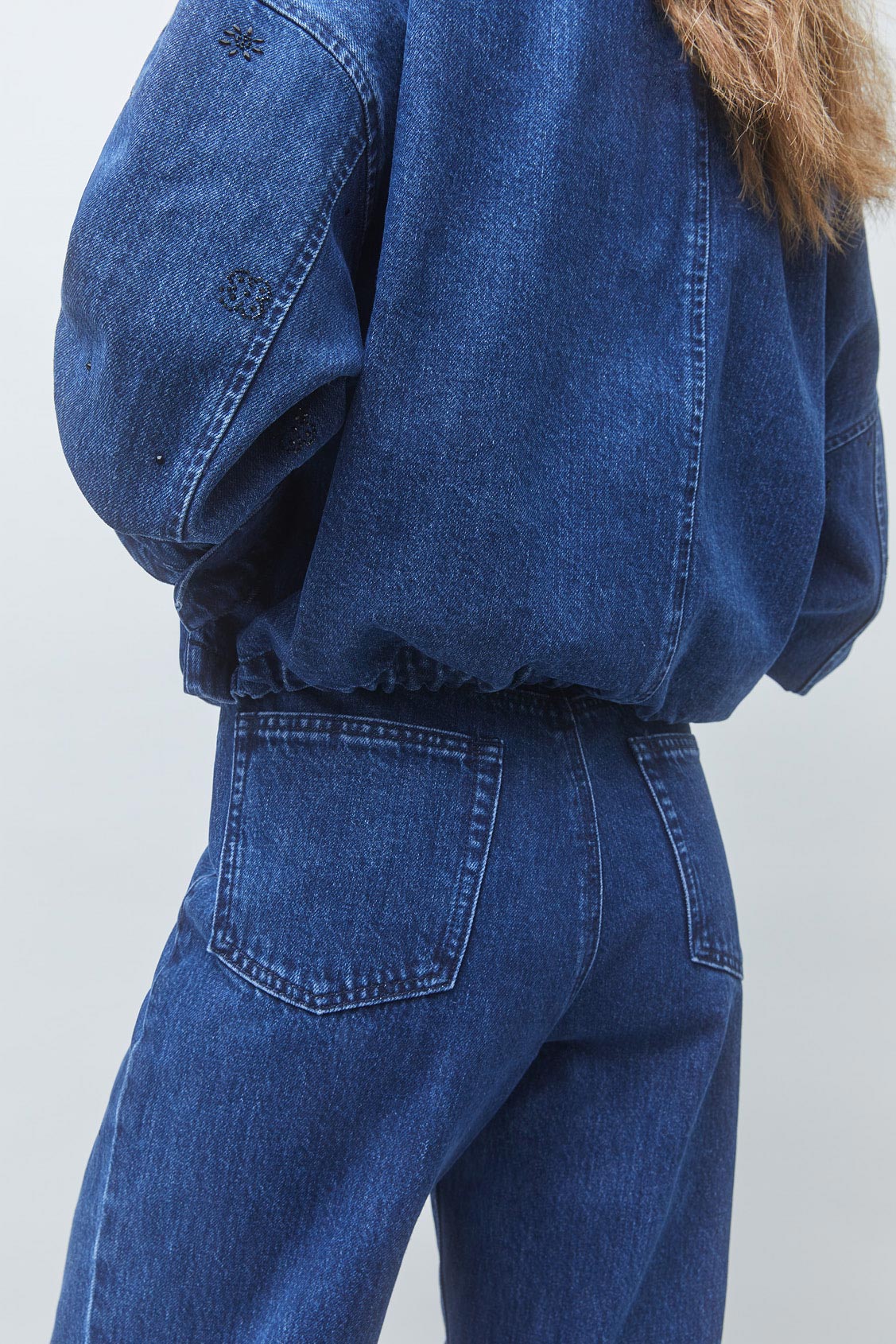 RAVEL Straight-leg jeans with black rhinestone details BLUE JEANS
