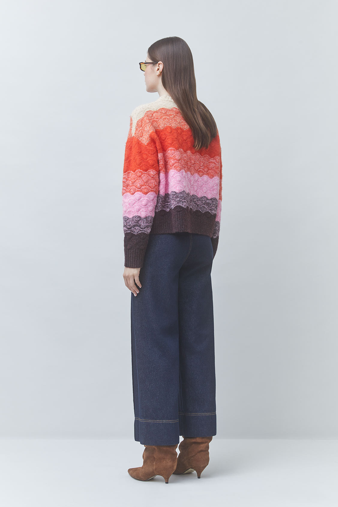 PANAYO Scalloped striped jumper ORANGE
