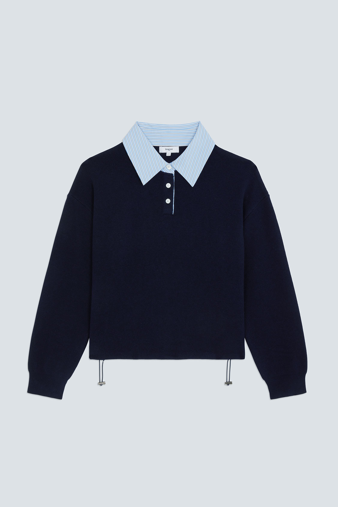 PAULIN Two-tone polo jumper DEEP BLUE