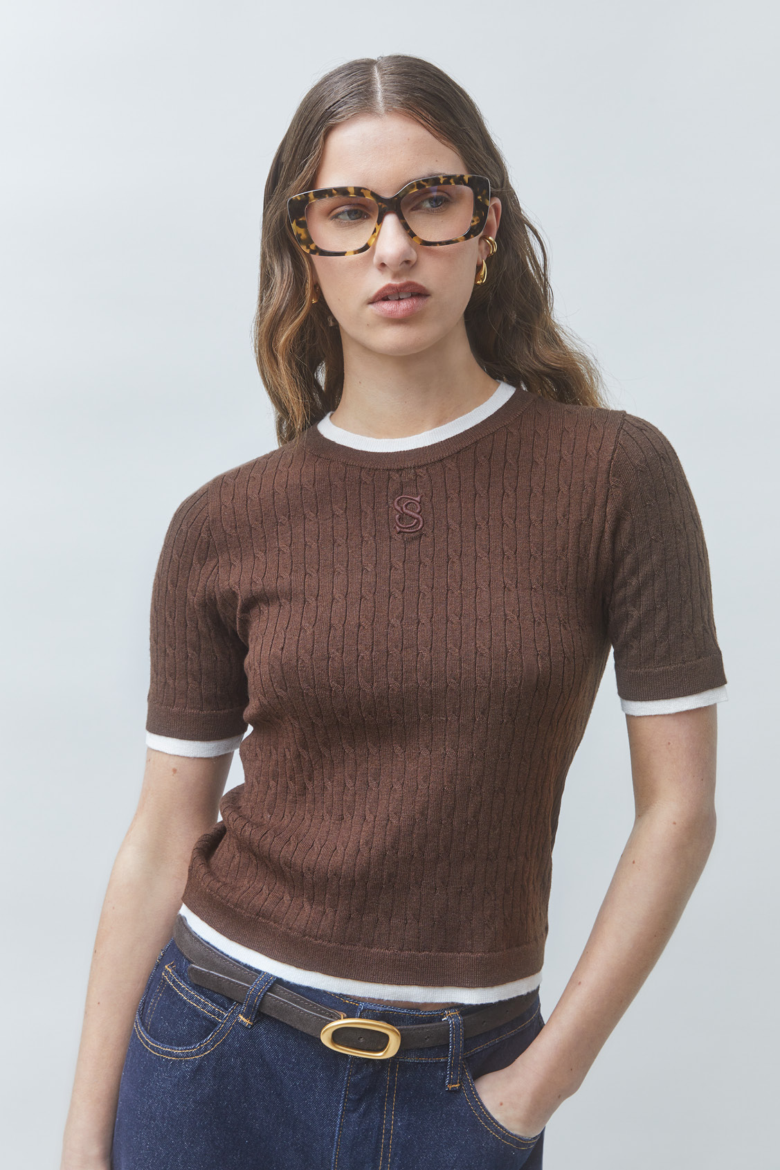 PRASTEL Short buttoned sleeveless jumper Coffee