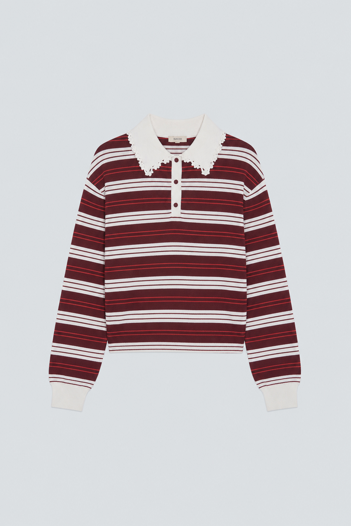 PREGO Striped polo jumper BOURGOGNE