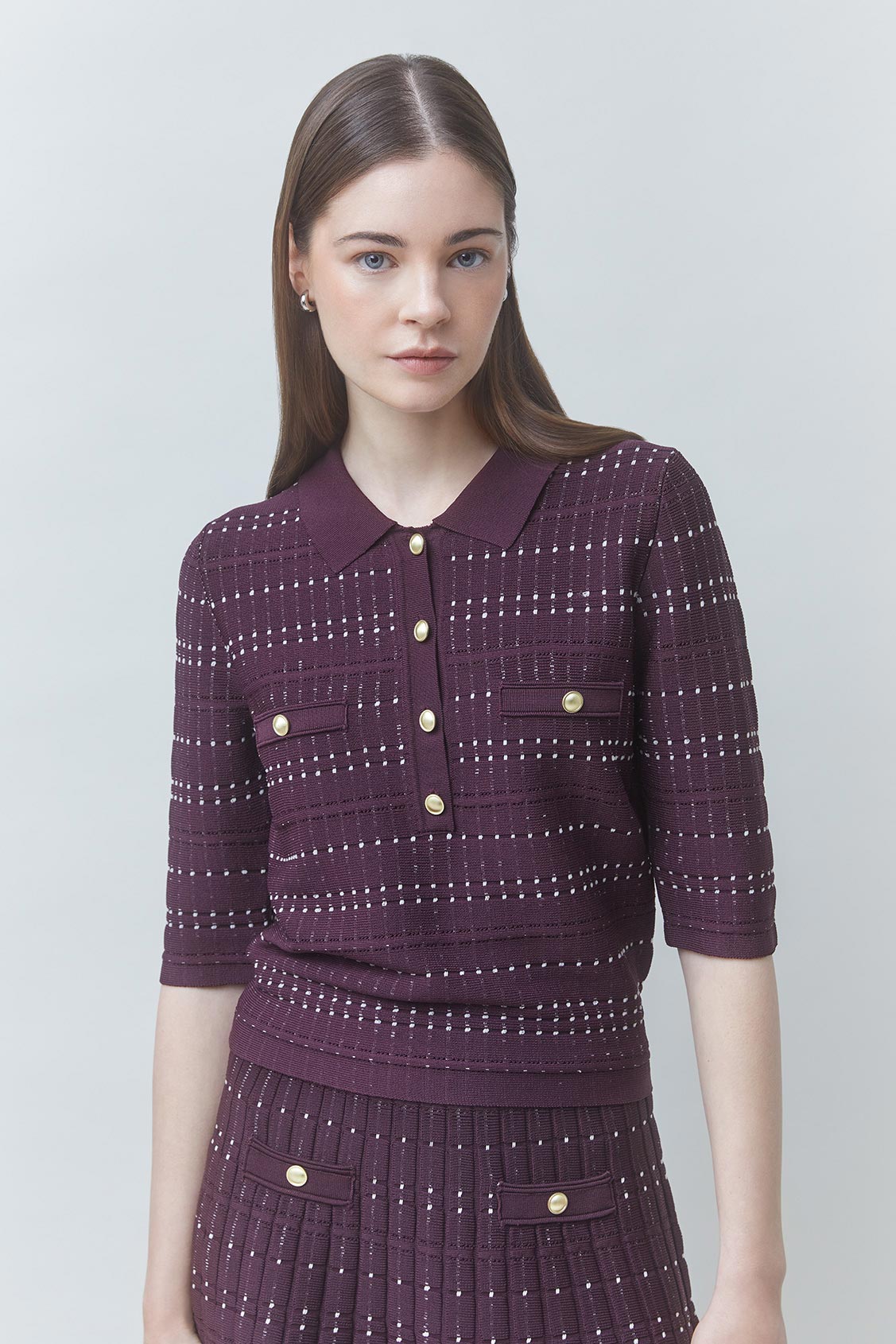 PIXI Fancy polo jumper Plum