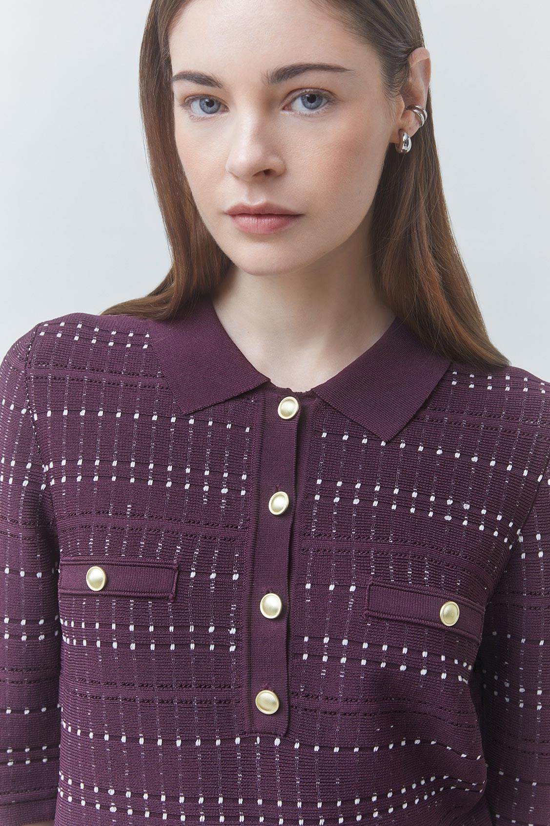 PIXI Fancy polo jumper Plum