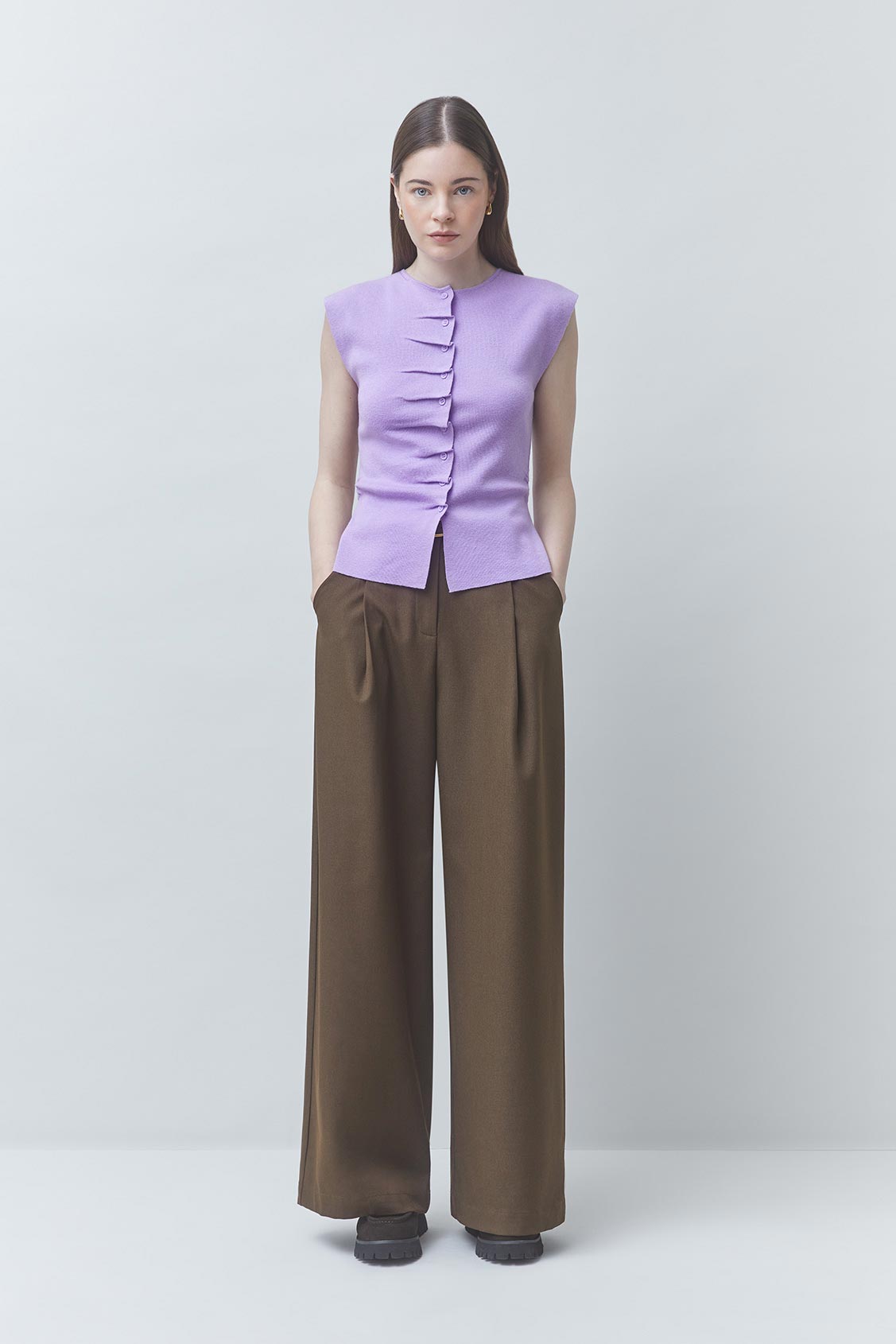 PAGNI Purple thin sleeveless button jumper Purple