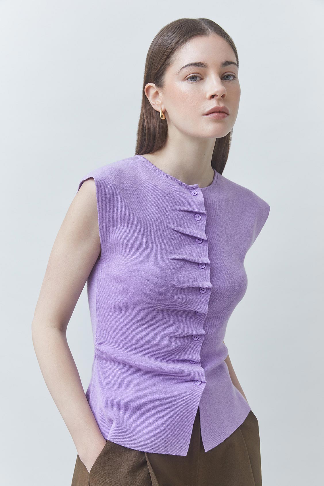 PAGNI Purple thin sleeveless button jumper Purple