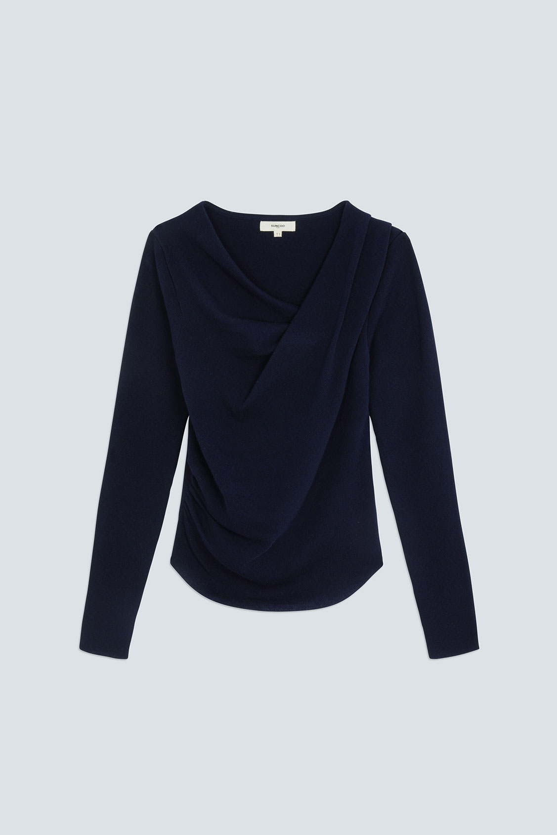 PLEOR Thin midnight blue jumper with the neckline detail DEEP BLUE