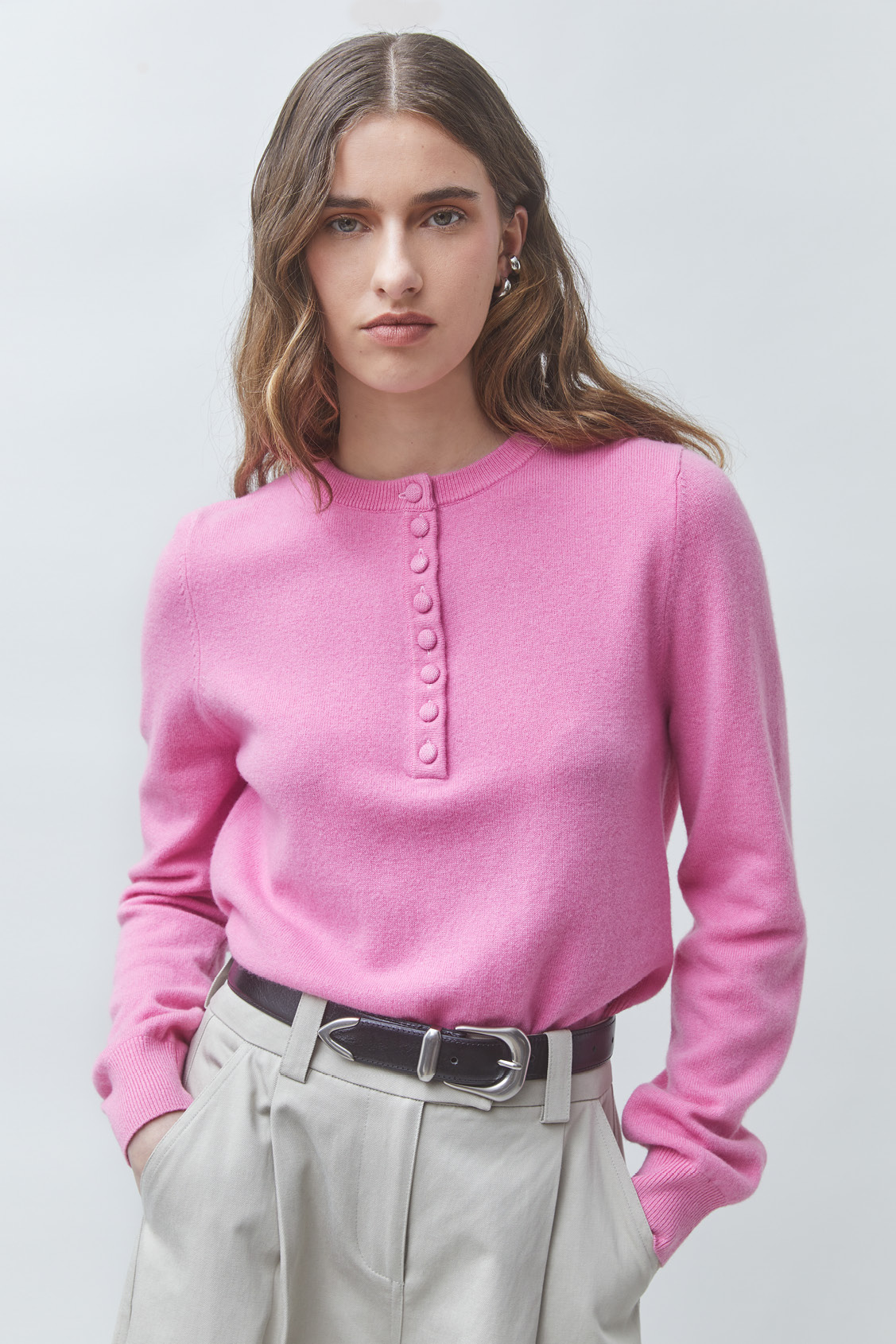 PAZ Plain pink wool jumper PINK