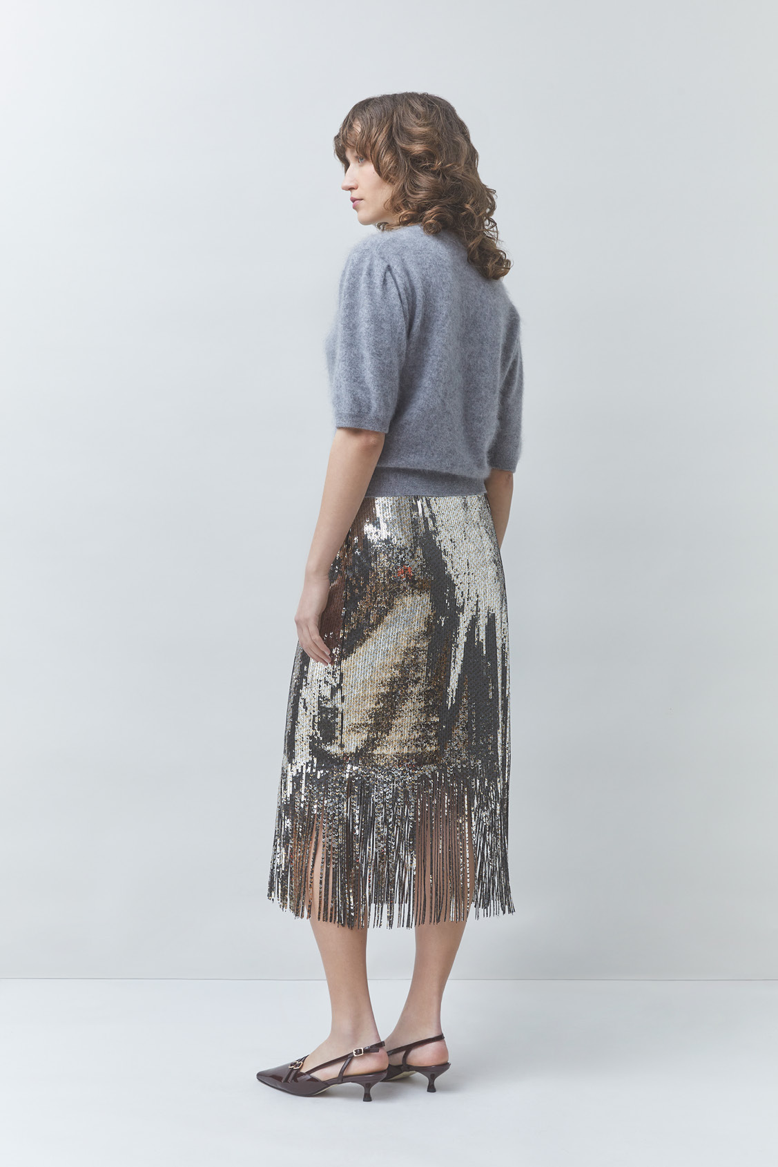 POLOV Short plain wool and cashmere jumper Heather grey