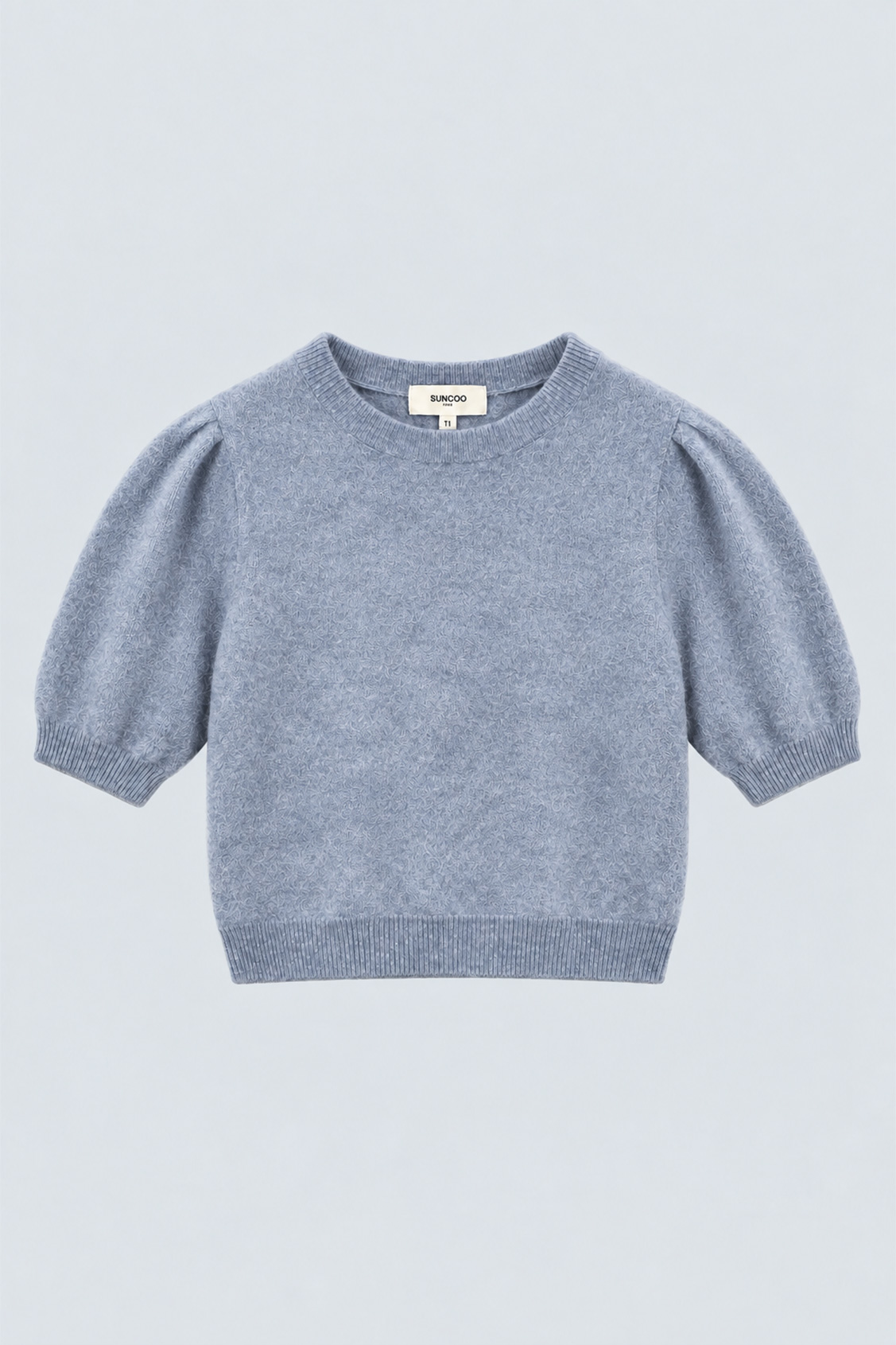 POLOV Short plain wool and cashmere jumper Heather grey