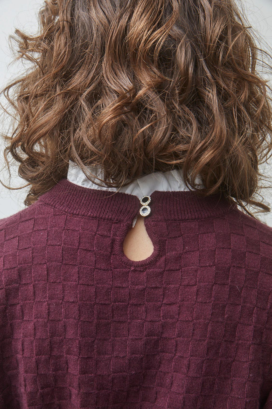 PICOLA Checked jumper with the collar detail Plum