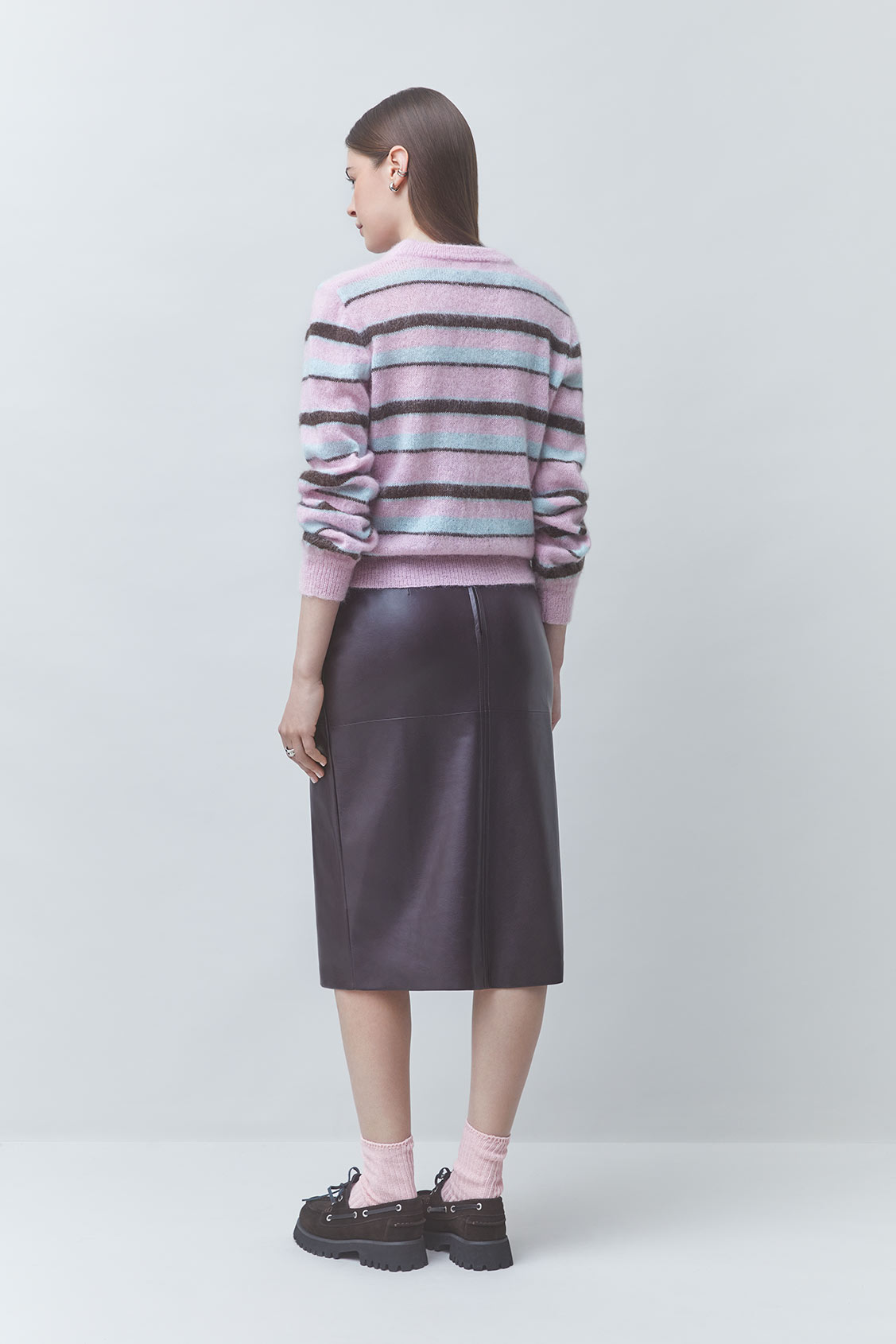 PRIORIS Mohair wool striped jumper PINK