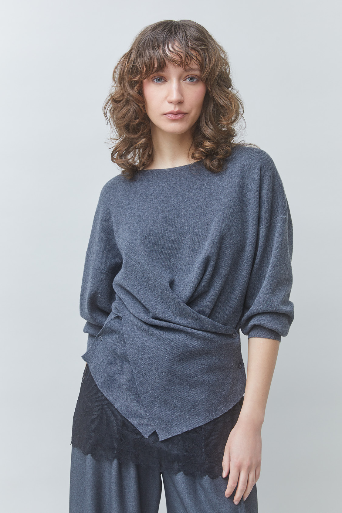 PHILY Asymmetrical-cut carbon jumper Carbon