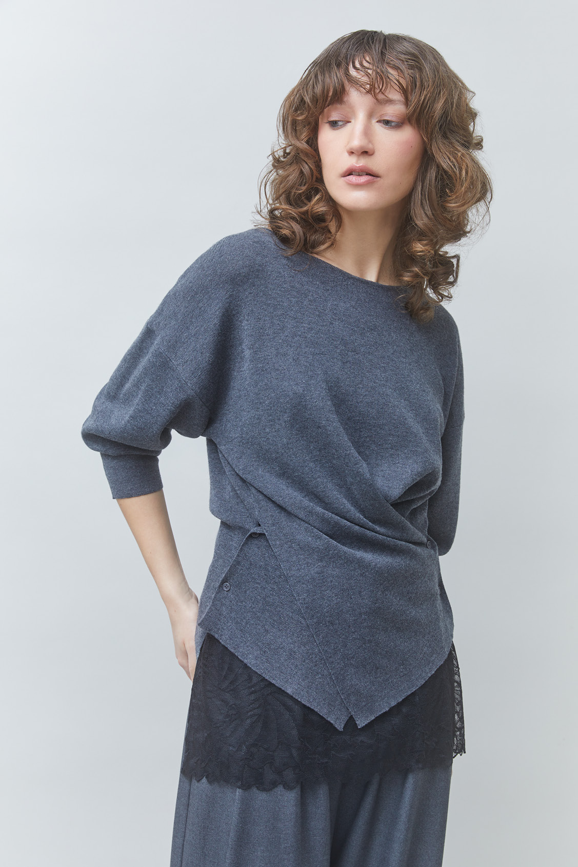 PHILY Asymmetrical-cut carbon jumper Carbon