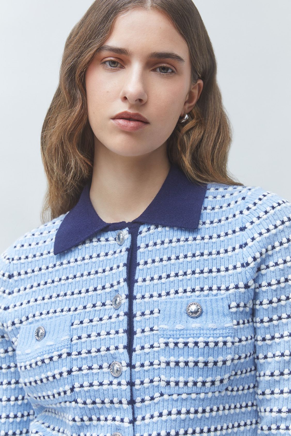 GUALEM Fantasy striped cardigan SKY BLUE
