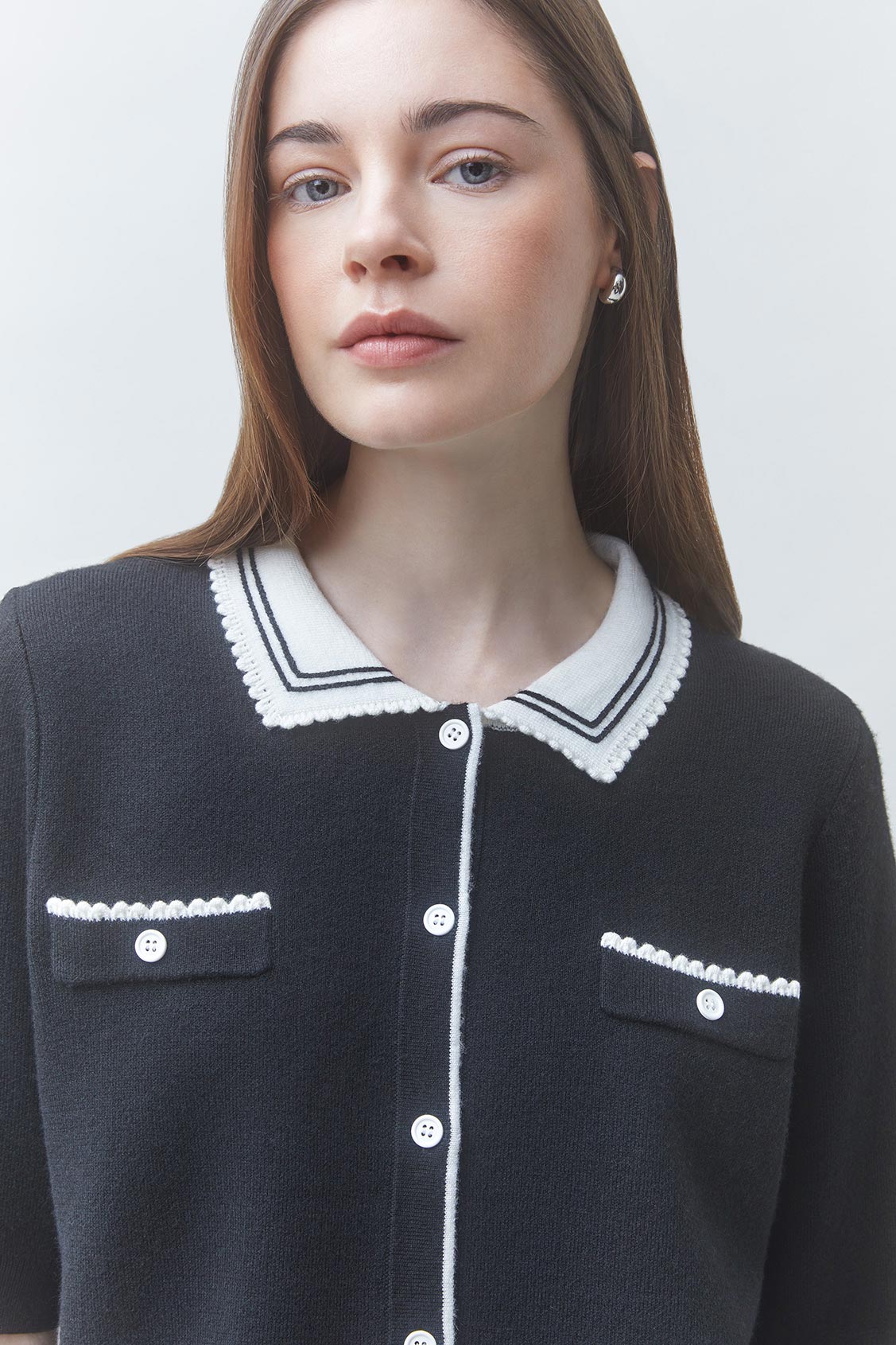 GILKA Fancy short-sleeved polo jumper BLACK