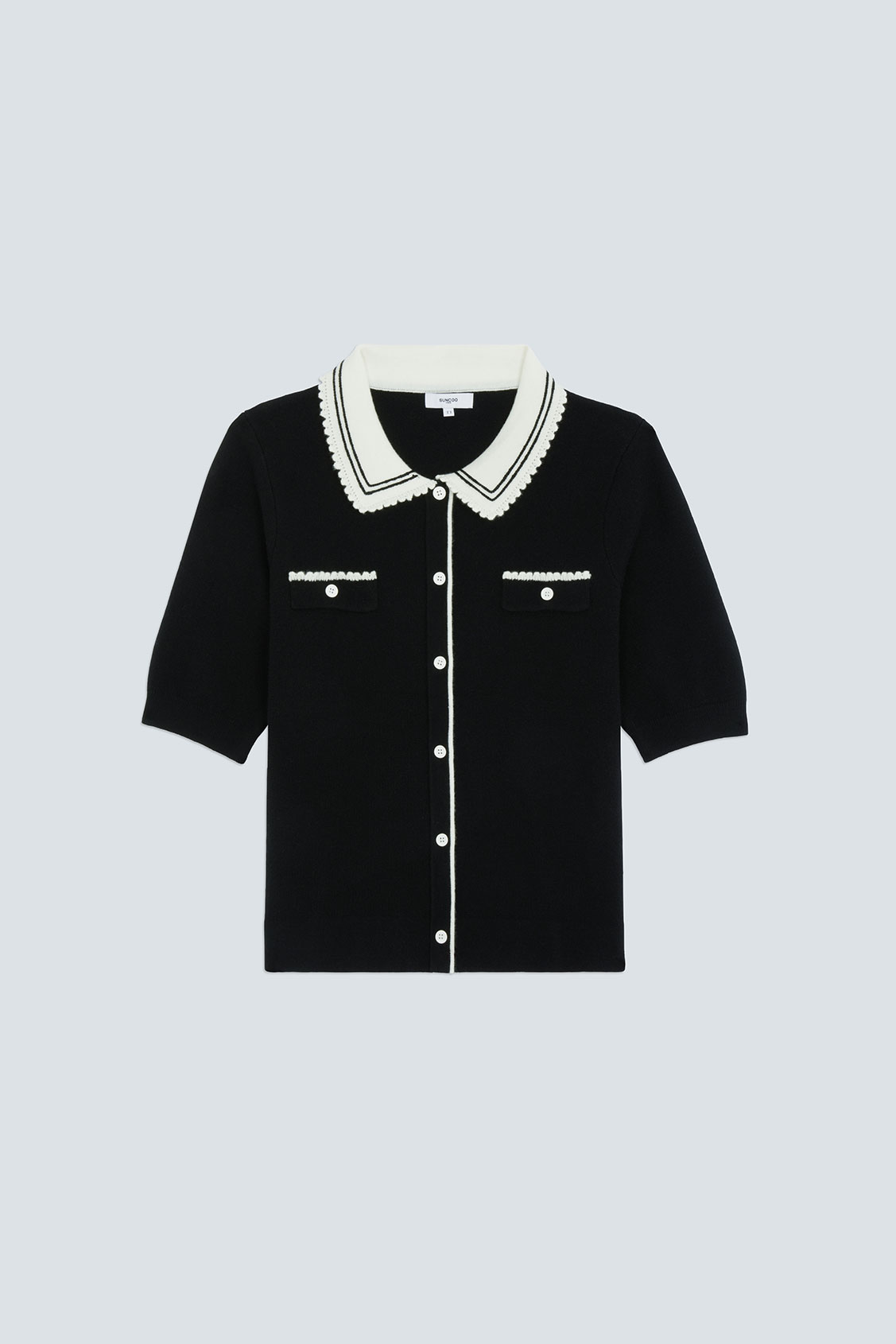 GILKA Fancy short-sleeved polo jumper BLACK