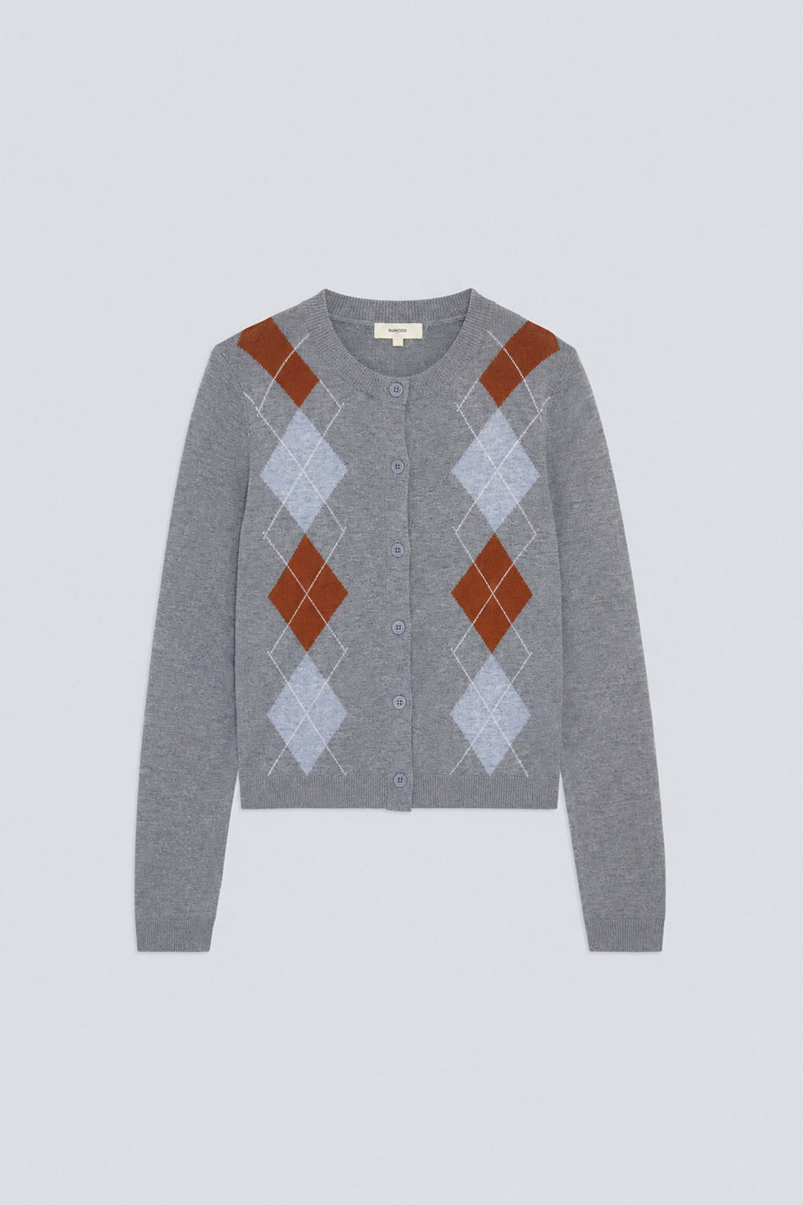 GISCA Wool cardigan with diamond pattern Heather grey