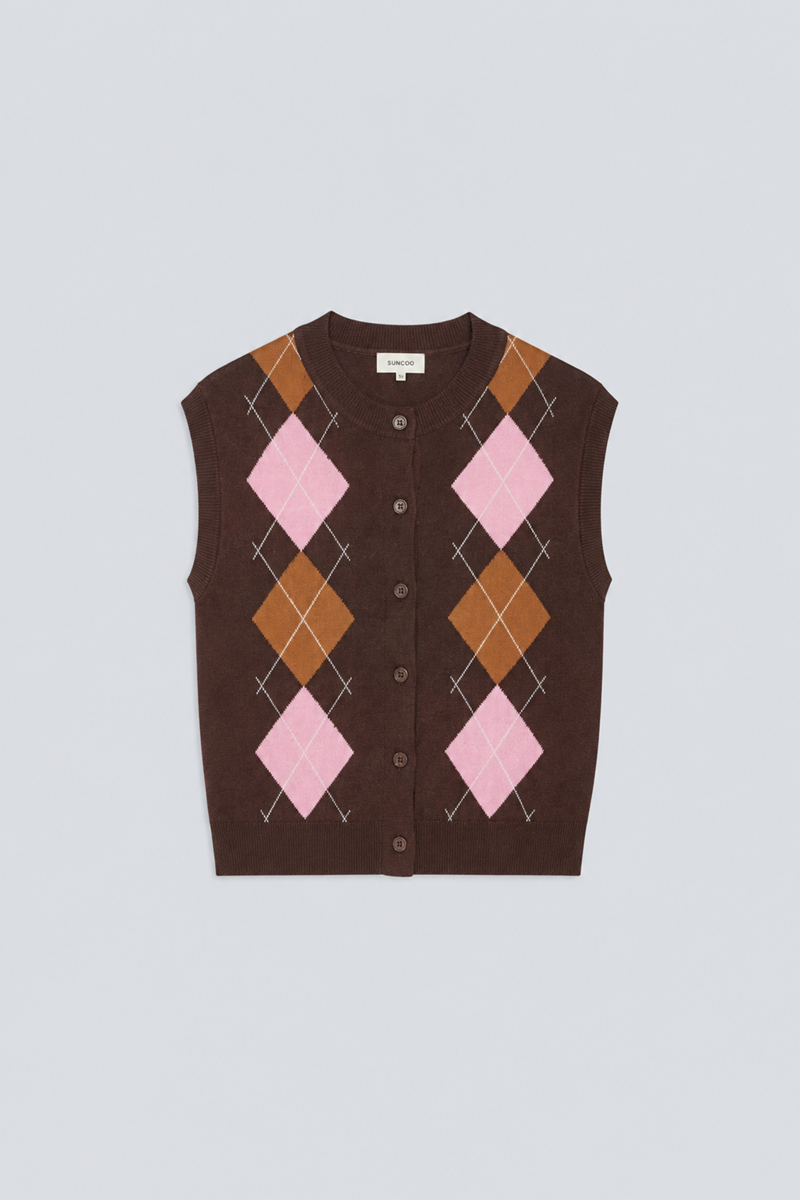 GAVRINO Fancy sleeveless cardigan Coffee
