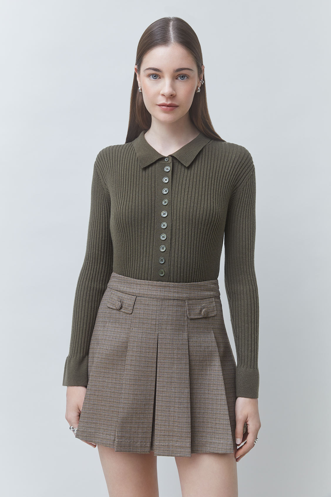 GARDA Buttoned thin khaki cardigan Khaki