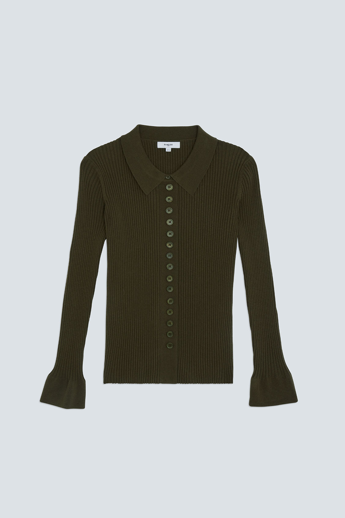 GARDA Buttoned thin khaki cardigan Khaki