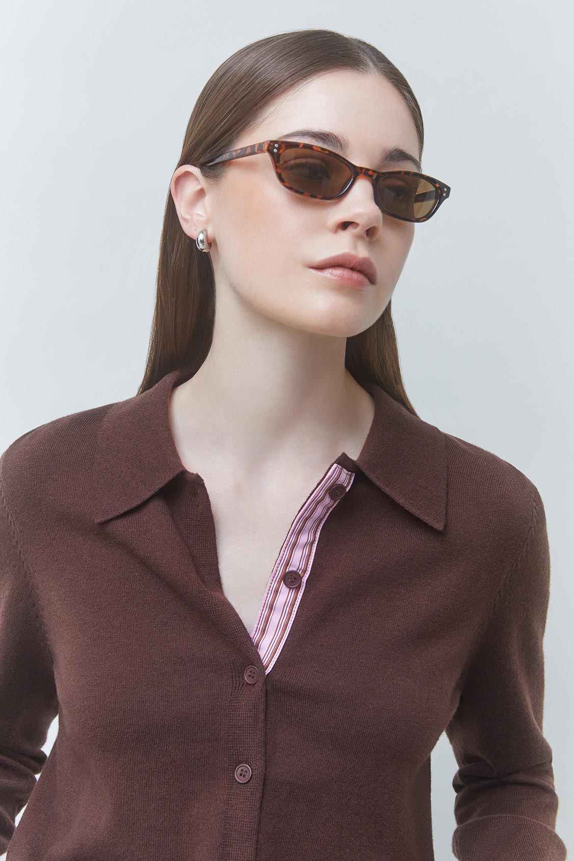 GALLA Coffee patterned wool cardigan Coffee