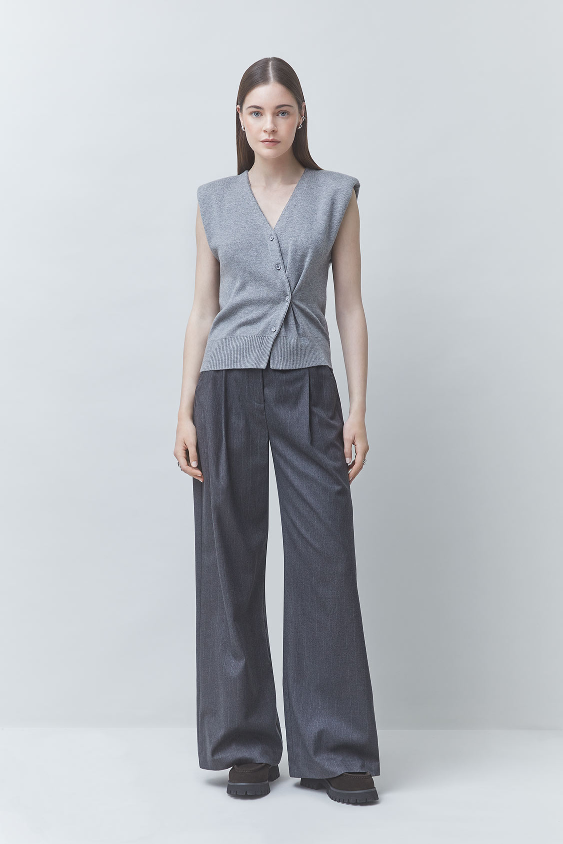 GILEM Draped sleeveless cardigan Heather grey
