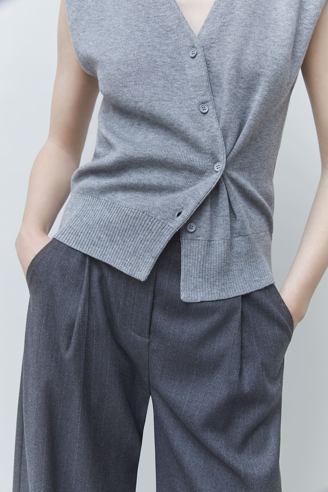 GILEM Draped sleeveless cardigan Heather grey
