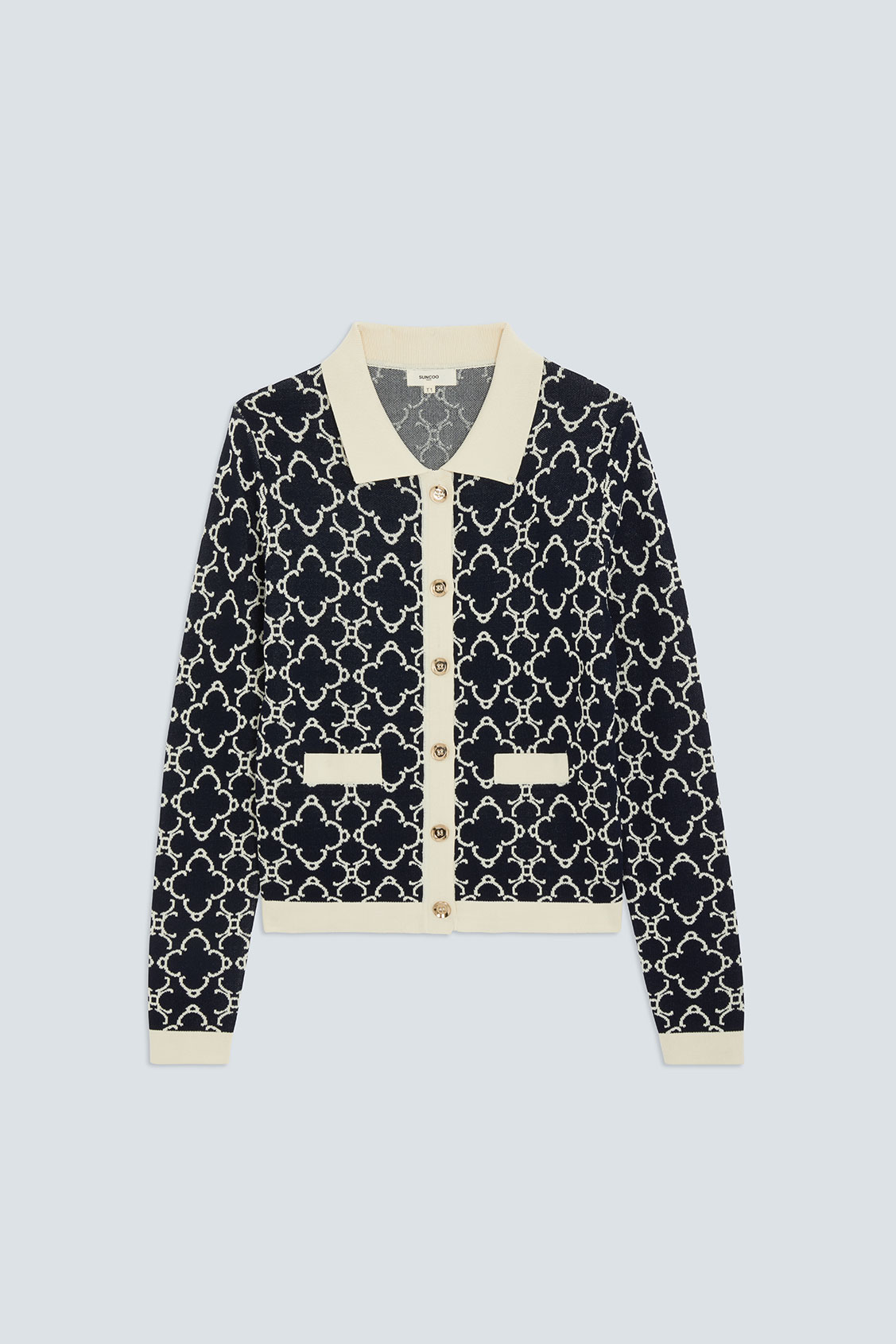 GEMARY Fancy patterned cardigan DEEP BLUE