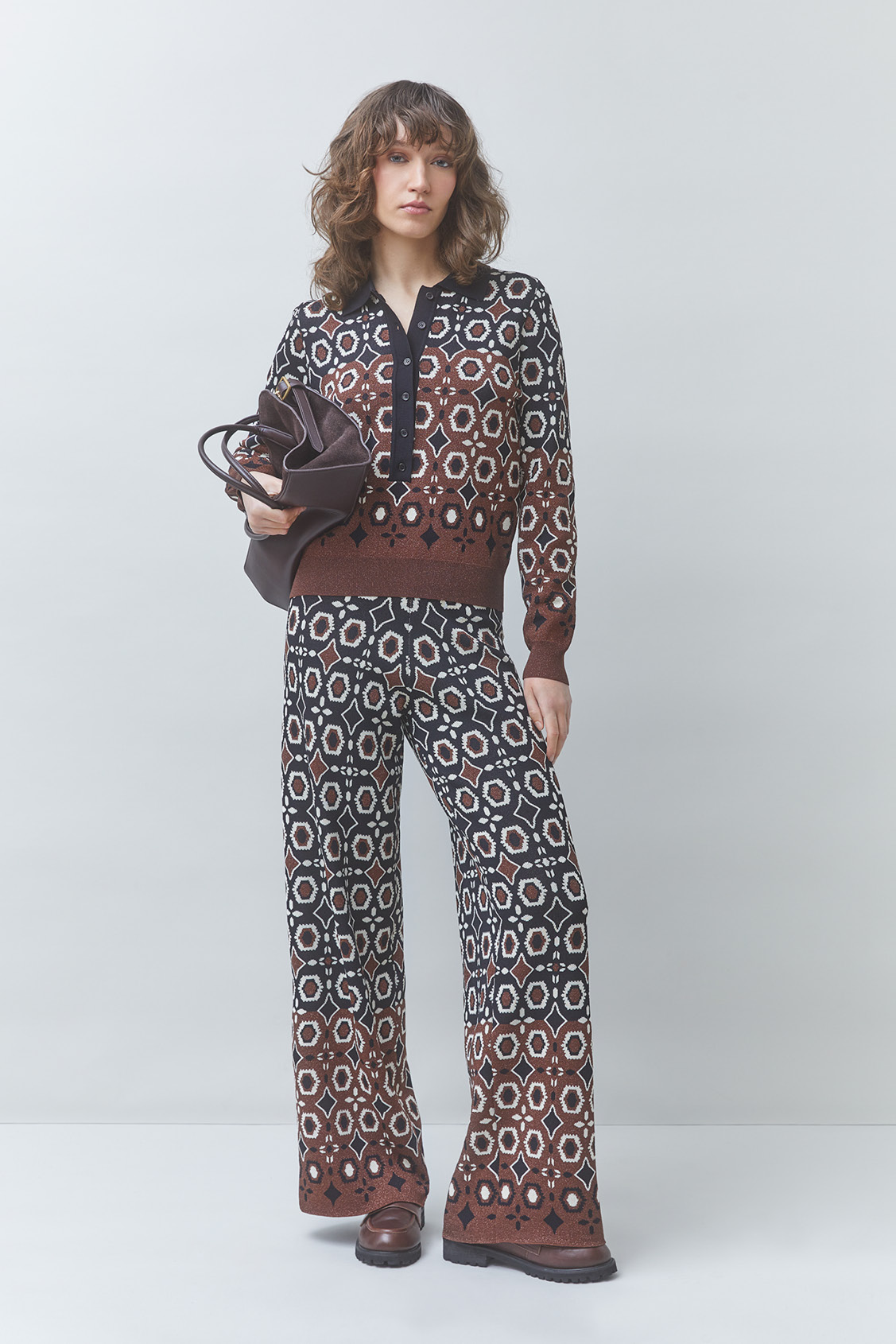 JASPER Jacquard knit pants BLACK