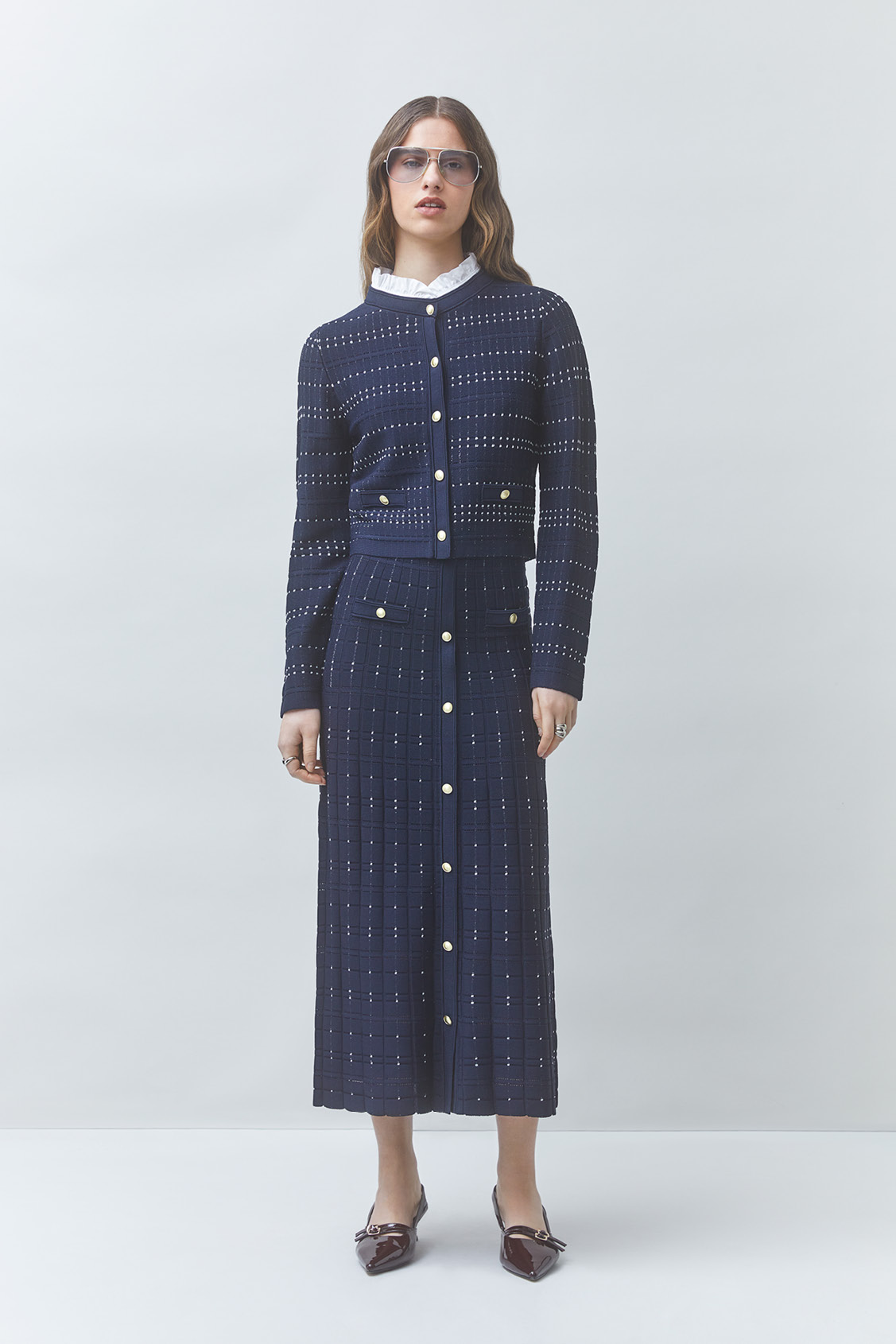 FILBY Fancy midi skirt DEEP BLUE