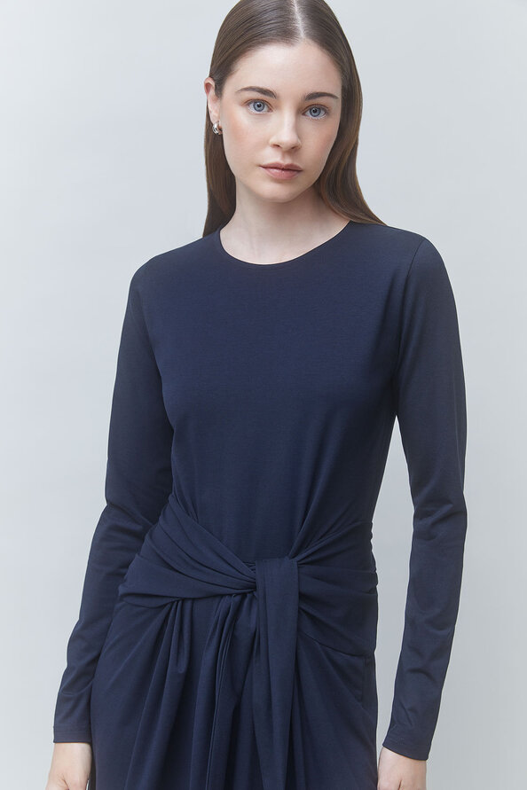 CLOUD Midnight blue long draped dress