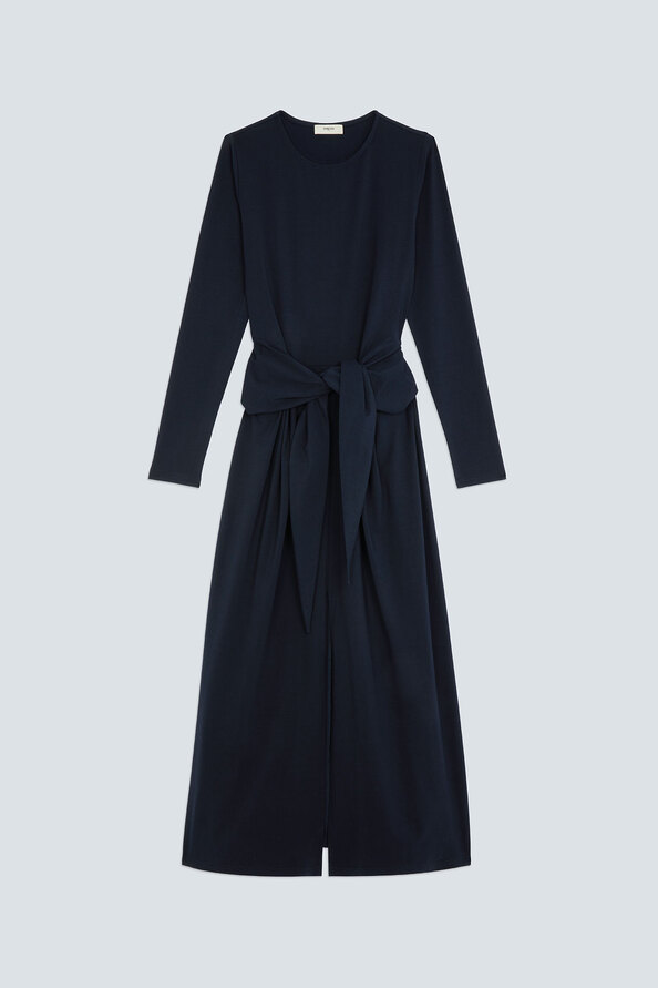 CLOUD Midnight blue long draped dress