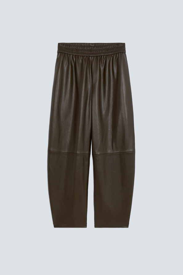 JUST Khaki wide-leg faux leather pants