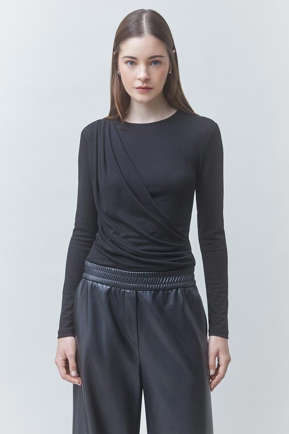 JOY Wide-leg black faux leather pants