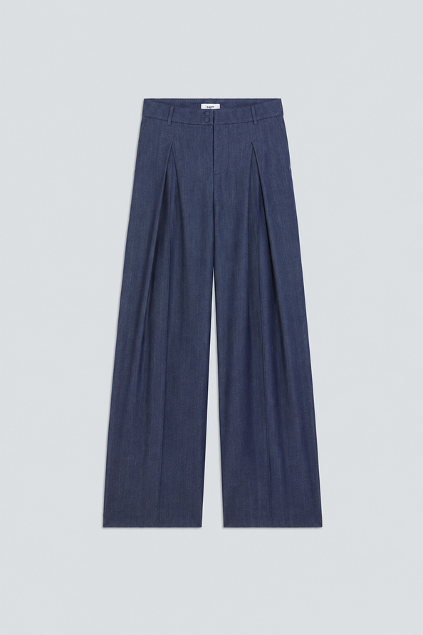 JULIO Raw denim wide-leg darted pants